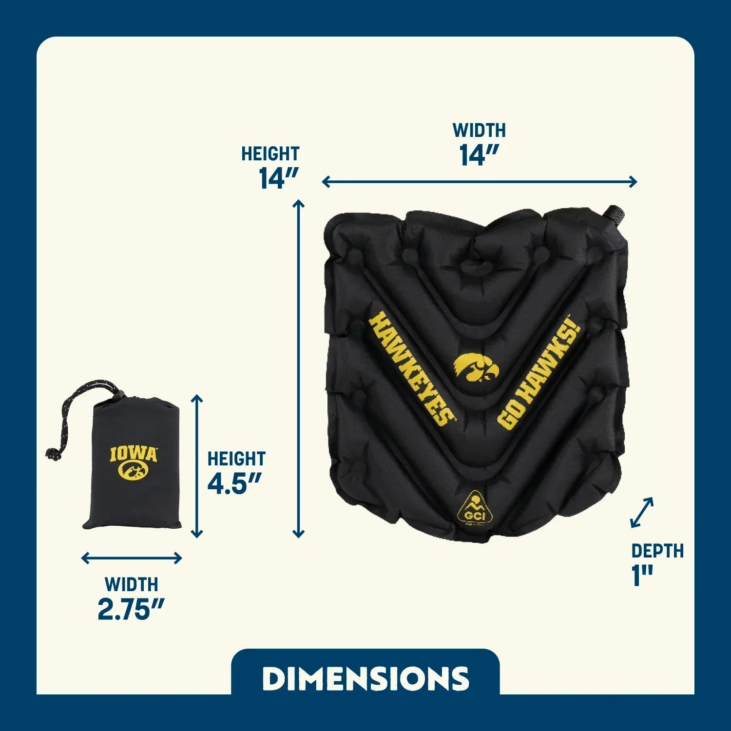 College V Seat™ Inflatable Stadium Cushion - Iowa Hawkeyes - Simple Edit