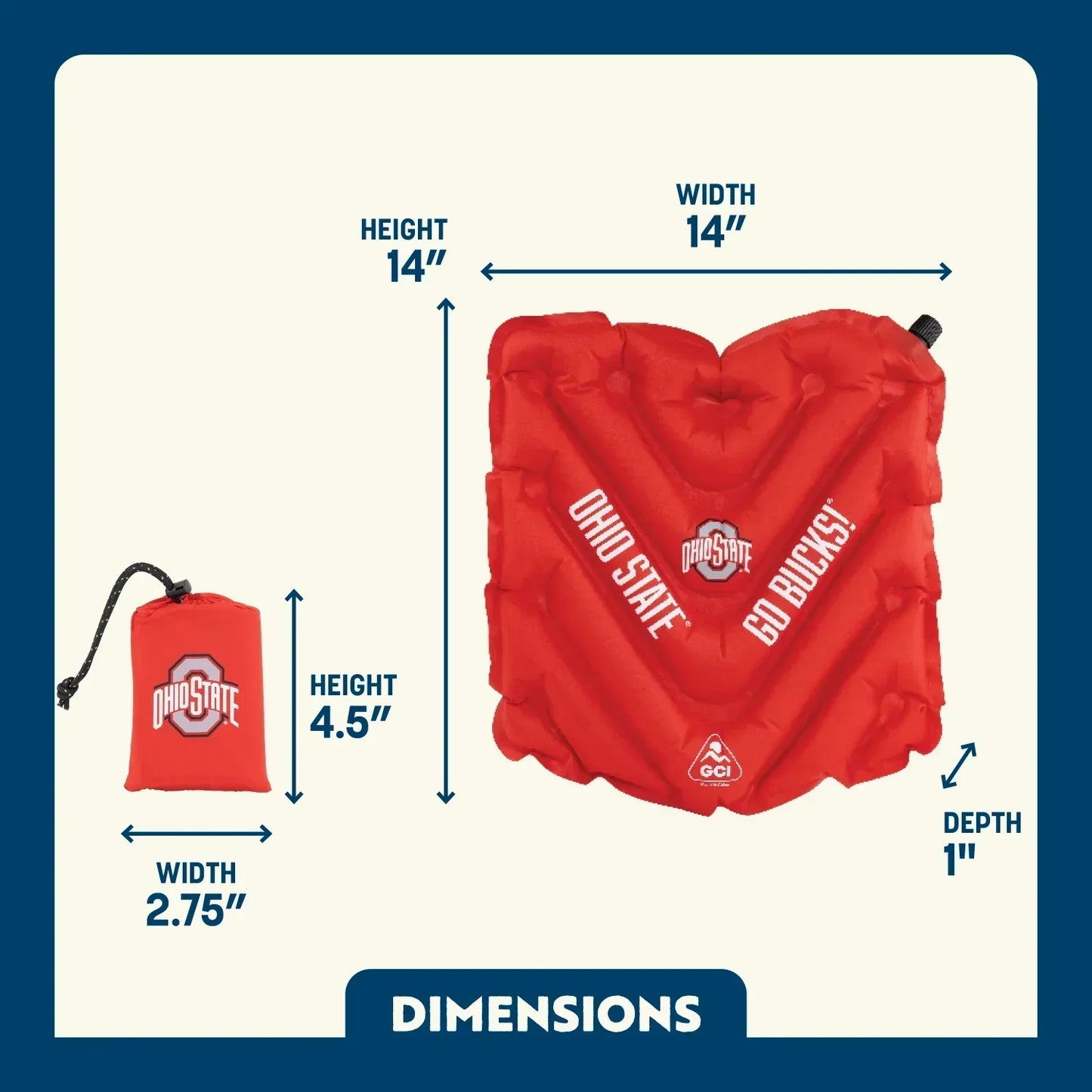 College V Seat™ Inflatable Stadium Cushion - Ohio State Buckeyes - Essential Set